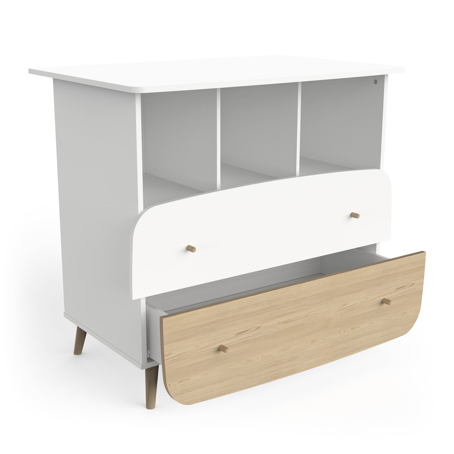 Poppy 2 Drawer Chest of Drawers- Matt White & Oak - FurniComp