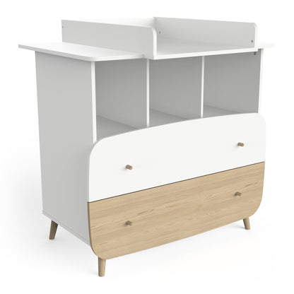 Poppy 2 Drawer Chest of Drawers- Matt White & Oak - FurniComp