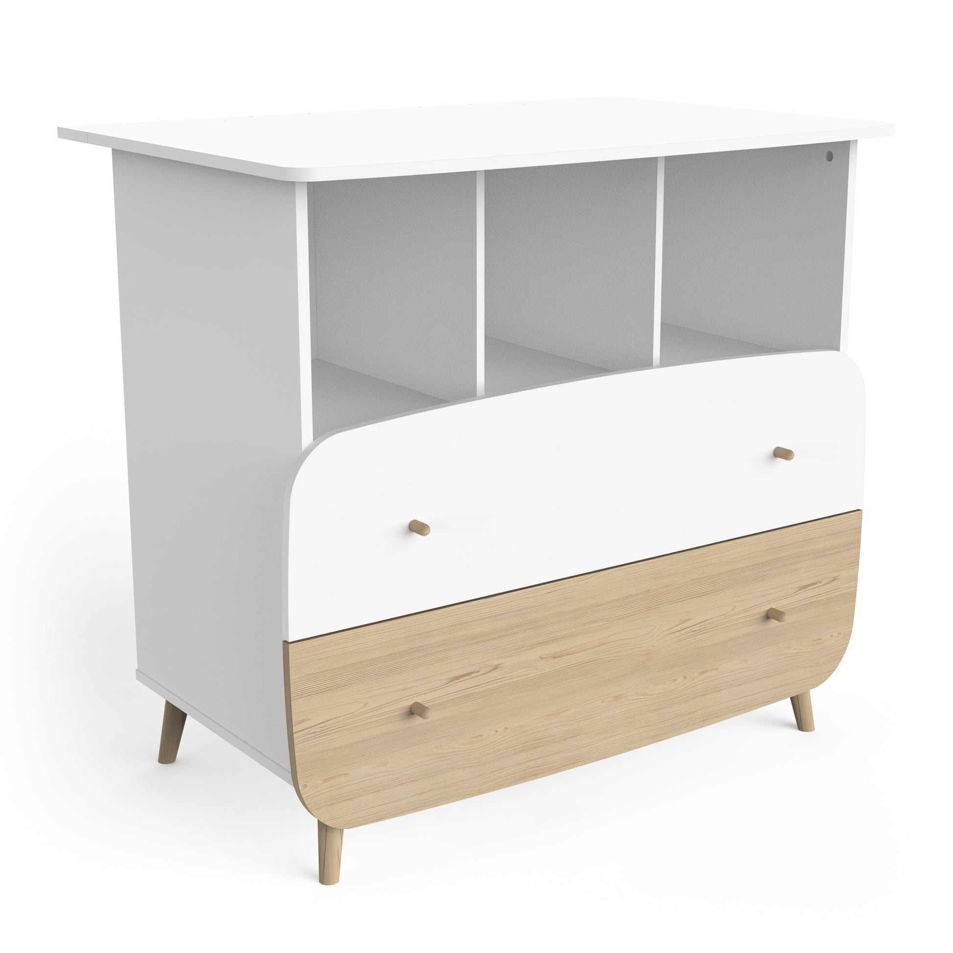 Poppy 2 Drawer Chest of Drawers- Matt White & Oak - FurniComp