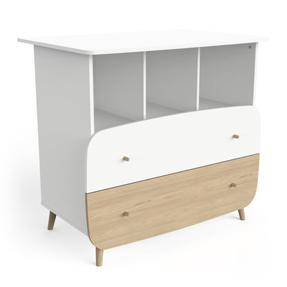 Poppy 2 Drawer Chest of Drawers- Matt White & Oak - FurniComp