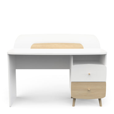 Poppy 2 Drawer Study Desk for Kids- Matt White & Oak - FurniComp