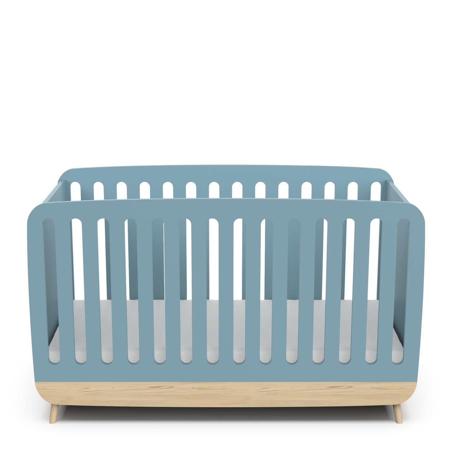 Poppy 70x140cm Convertible Baby Cot Bed - Blue & Oak - FurniComp