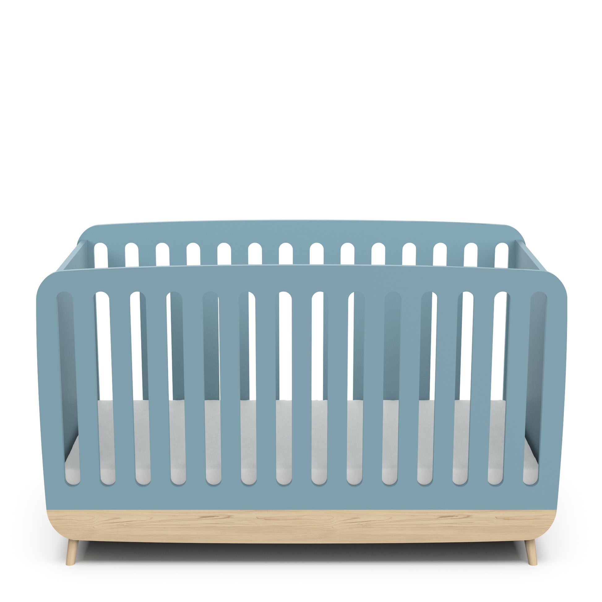 Poppy 70x140cm Convertible Baby Cot Bed - Blue & Oak - FurniComp