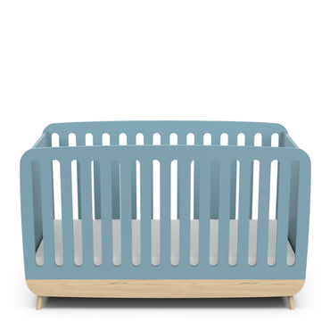 Poppy 70x140cm Convertible Baby Cot Bed - Blue & Oak - FurniComp