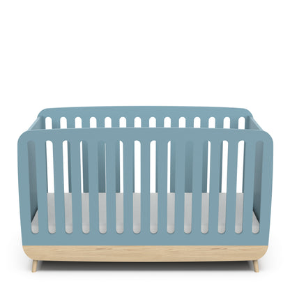 Poppy 70x140cm Convertible Baby Cot Bed - Blue & Oak - FurniComp