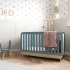 Poppy 70x140cm Convertible Baby Cot Bed - Blue & Oak - FurniComp