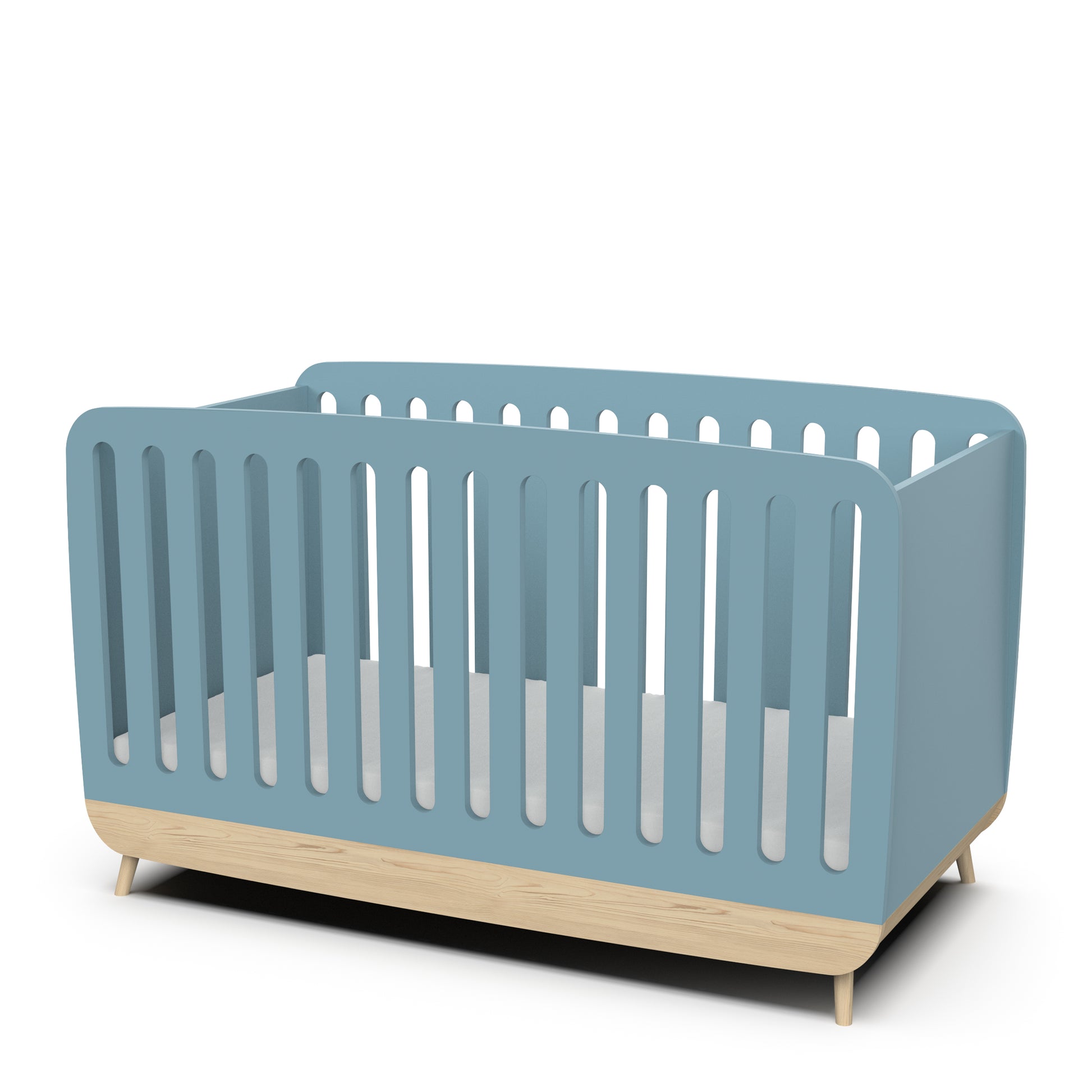 Poppy 70x140cm Convertible Baby Cot Bed - Blue & Oak - FurniComp