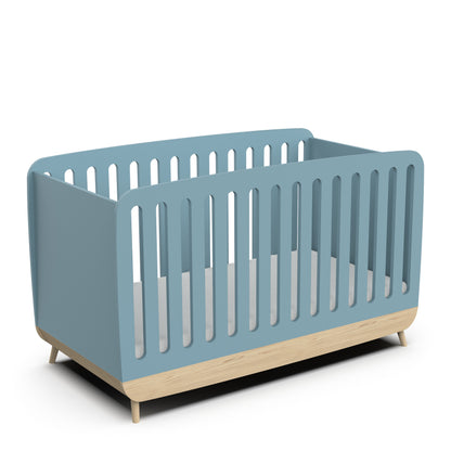 Poppy 70x140cm Convertible Cot Bed + Conversion Kit- Blue & Oak - FurniComp