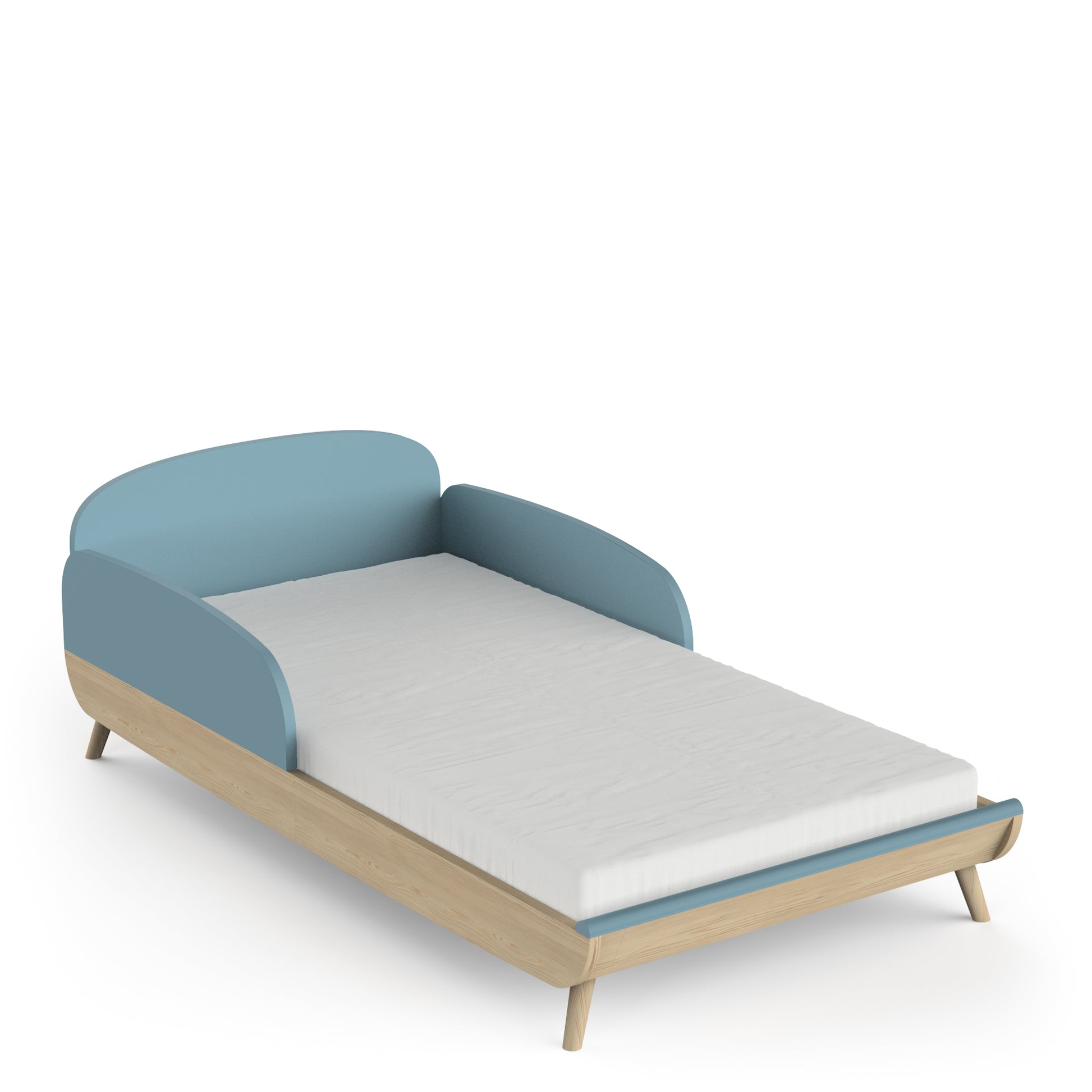 Poppy 70x140cm Convertible Cot Bed + Conversion Kit- Blue & Oak - FurniComp