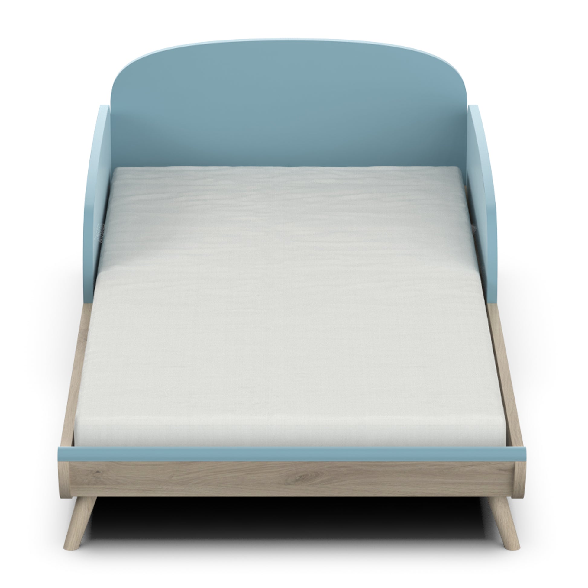 Poppy 70x140cm Convertible Cot Bed + Conversion Kit- Blue & Oak - FurniComp