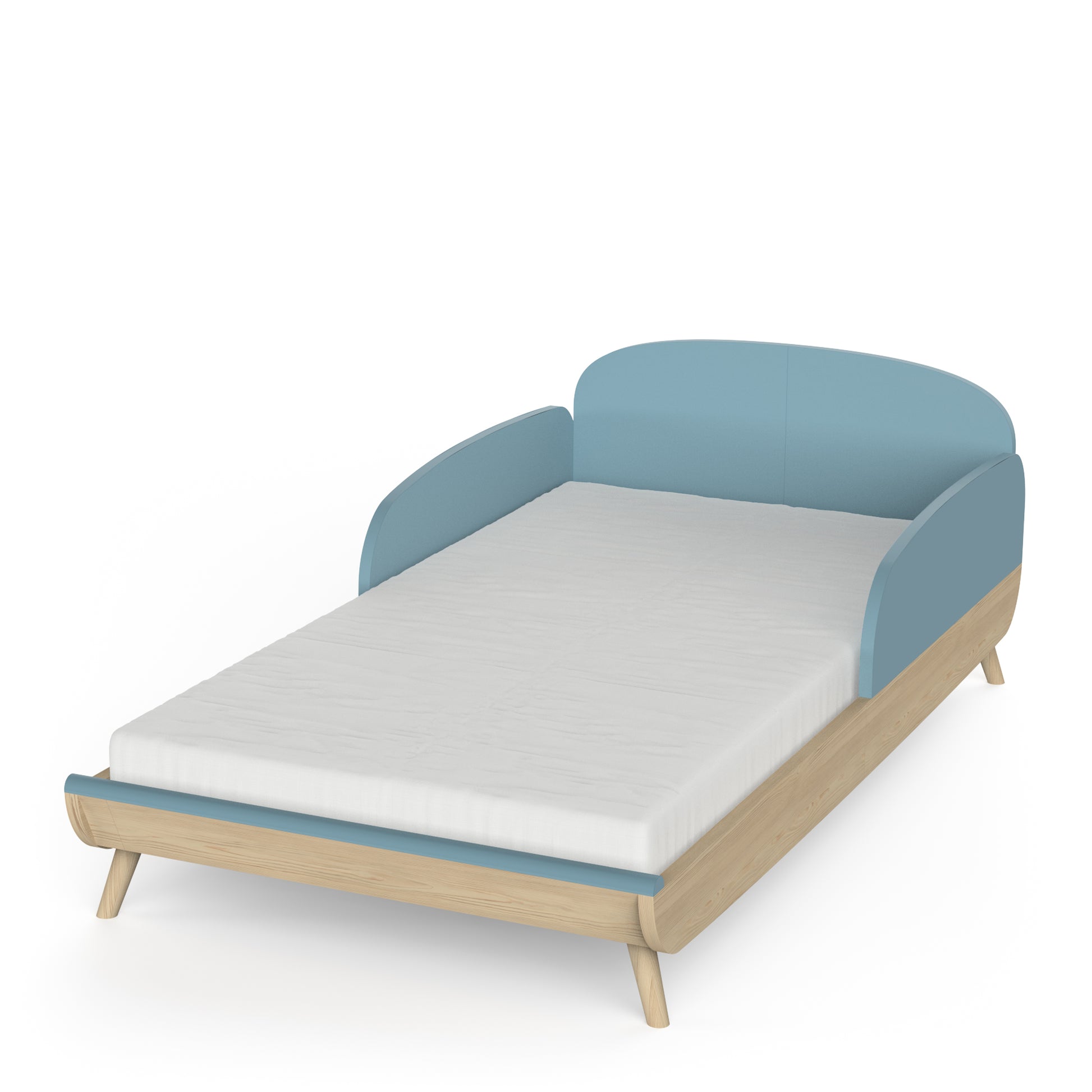 Poppy 70x140cm Convertible Cot Bed + Conversion Kit- Blue & Oak - FurniComp