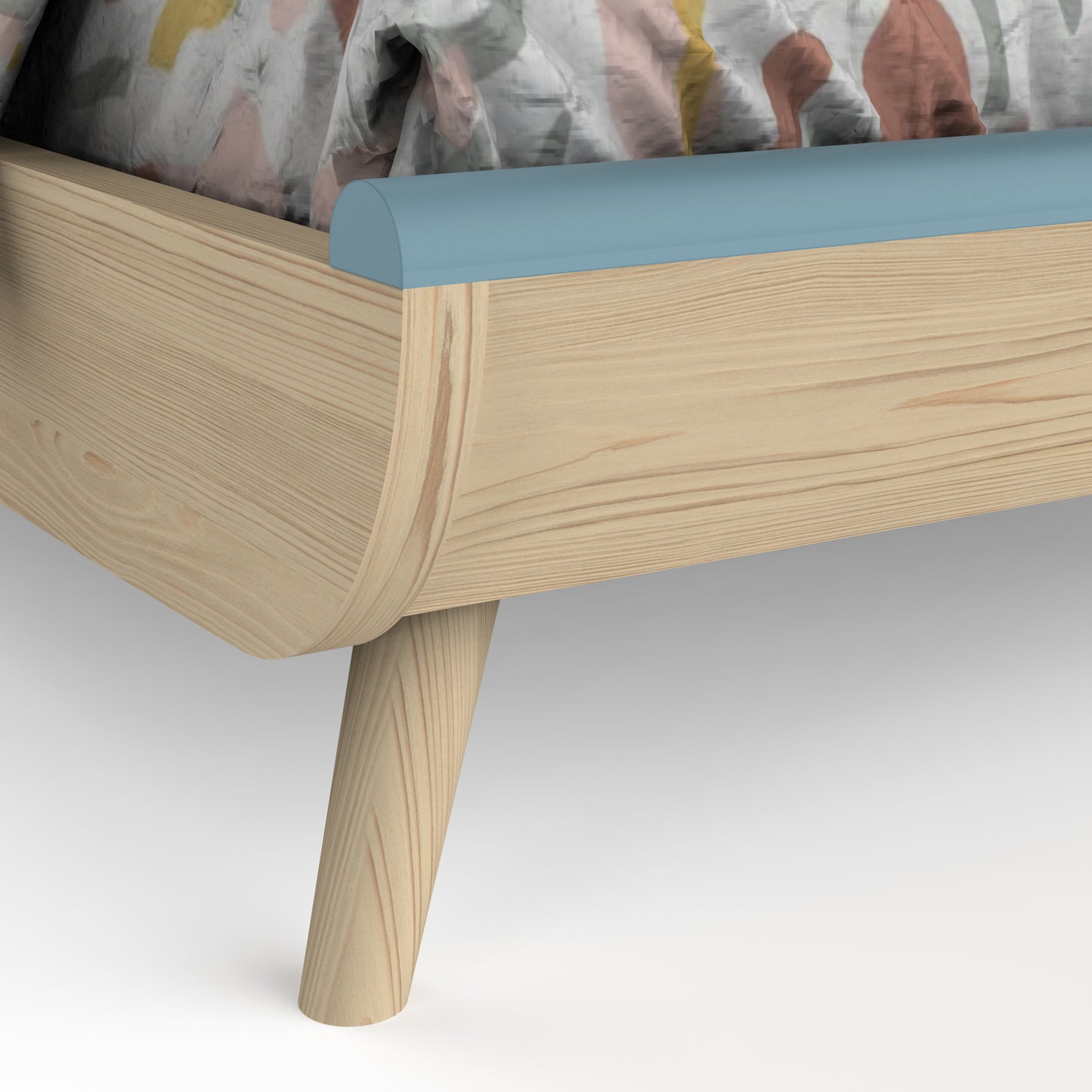 Poppy 70x140cm Toddler Bed- Blue & Oak - FurniComp