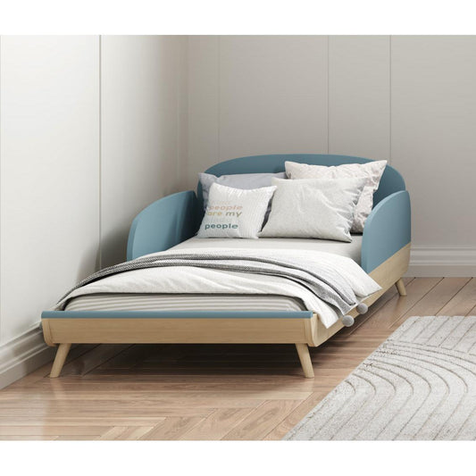 Poppy 70x140cm Toddler Bed- Blue & Oak - FurniComp