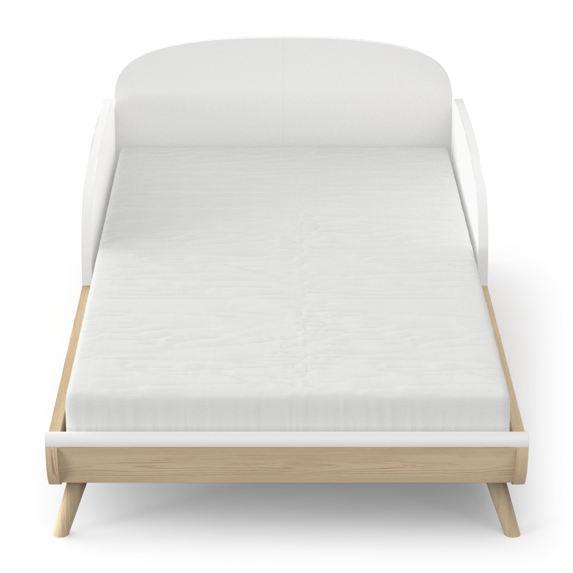 Poppy 70x140cm Convertible Cot Bed + Conversion Kit- Matt White & Oak - FurniComp