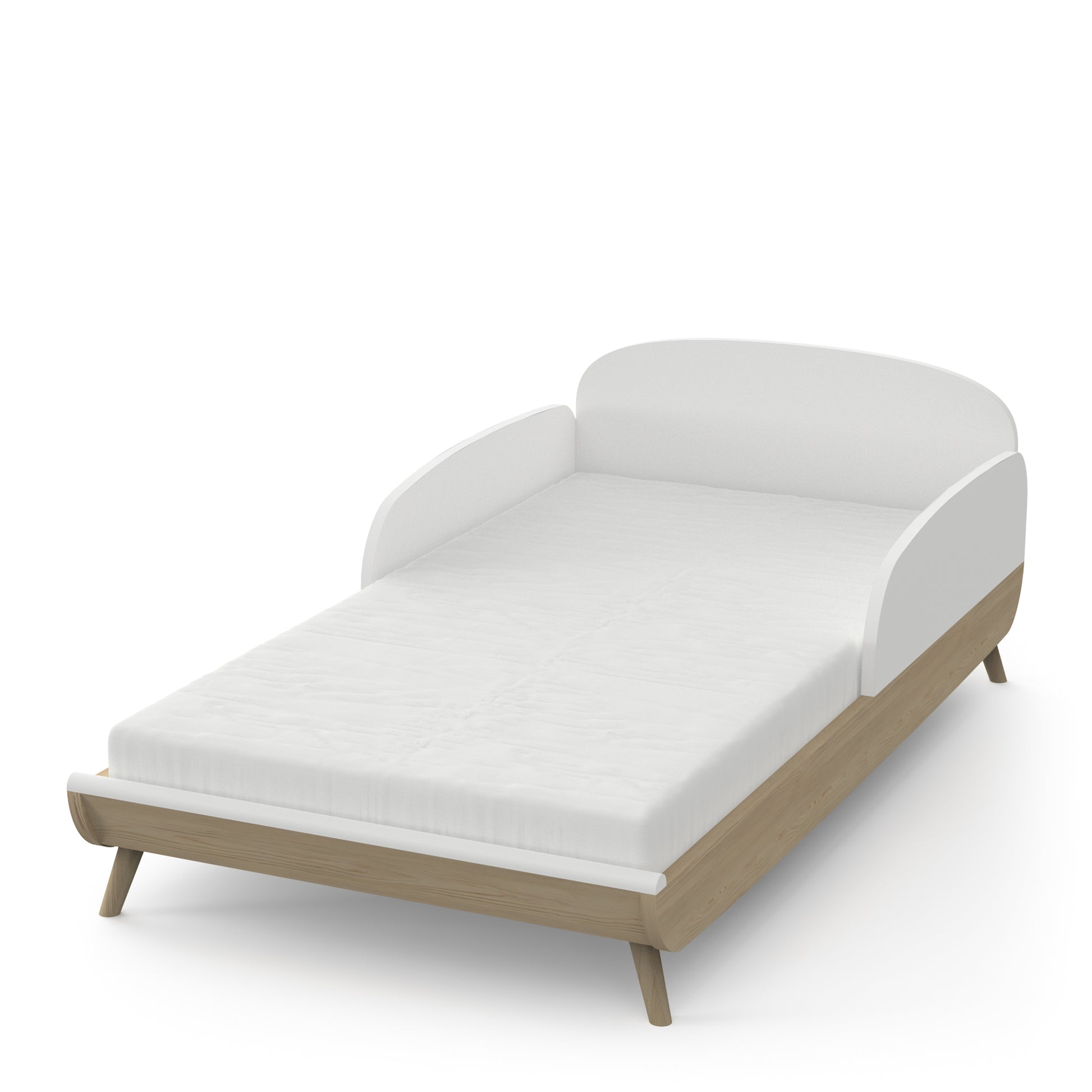 Poppy 70x140cm Convertible Cot Bed + Conversion Kit- Matt White & Oak - FurniComp