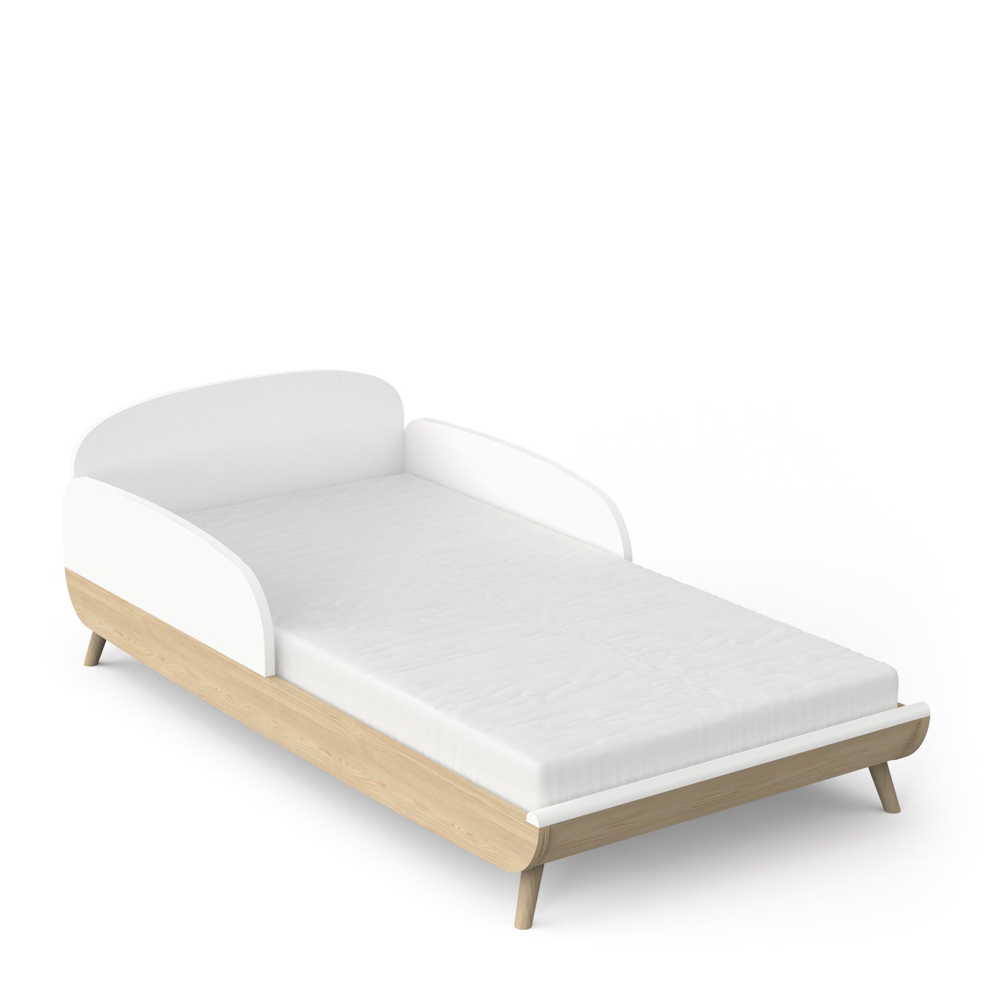 Poppy 70x140cm Convertible Cot Bed + Conversion Kit- Matt White & Oak - FurniComp