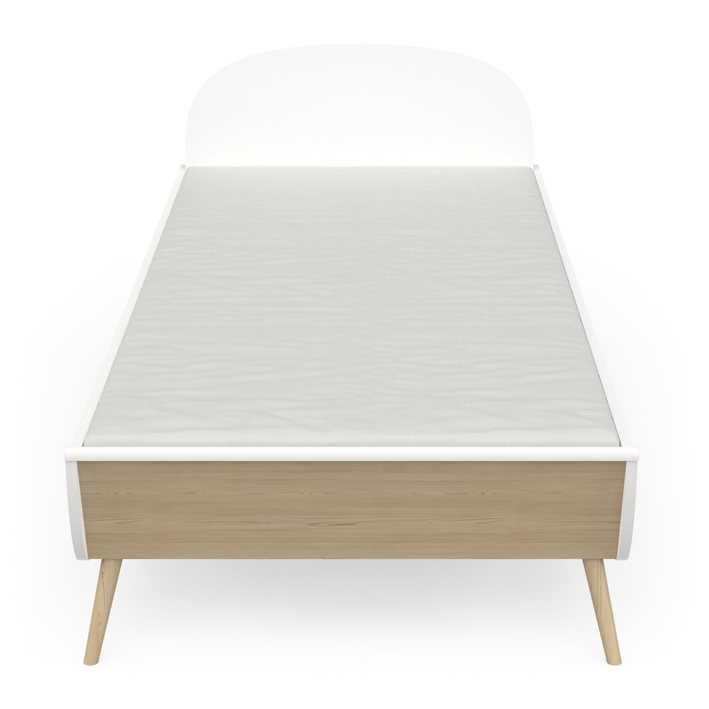 Poppy 90x200cm Junior Bed- Matt White & Oak - FurniComp