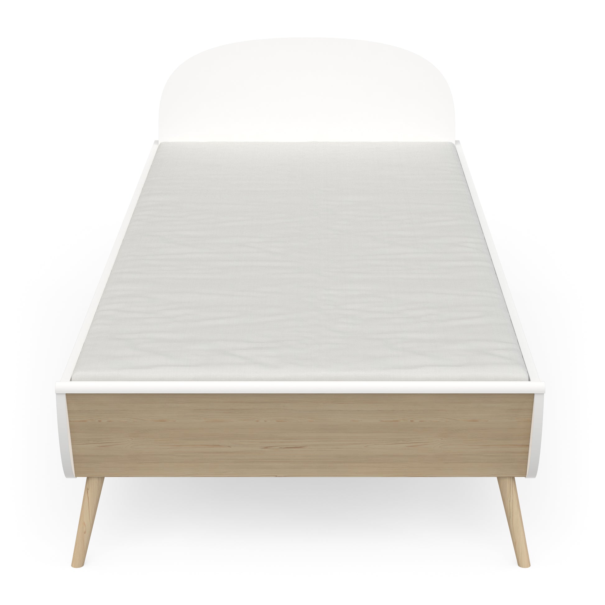 Poppy 90x200cm Junior Bed- Matt White & Oak - FurniComp