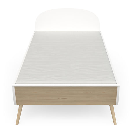 Poppy 90x200cm Junior Bed- Matt White & Oak - FurniComp