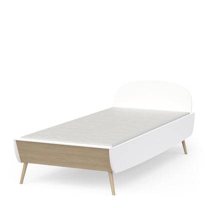 Poppy 90x200cm Junior Bed- Matt White & Oak - FurniComp