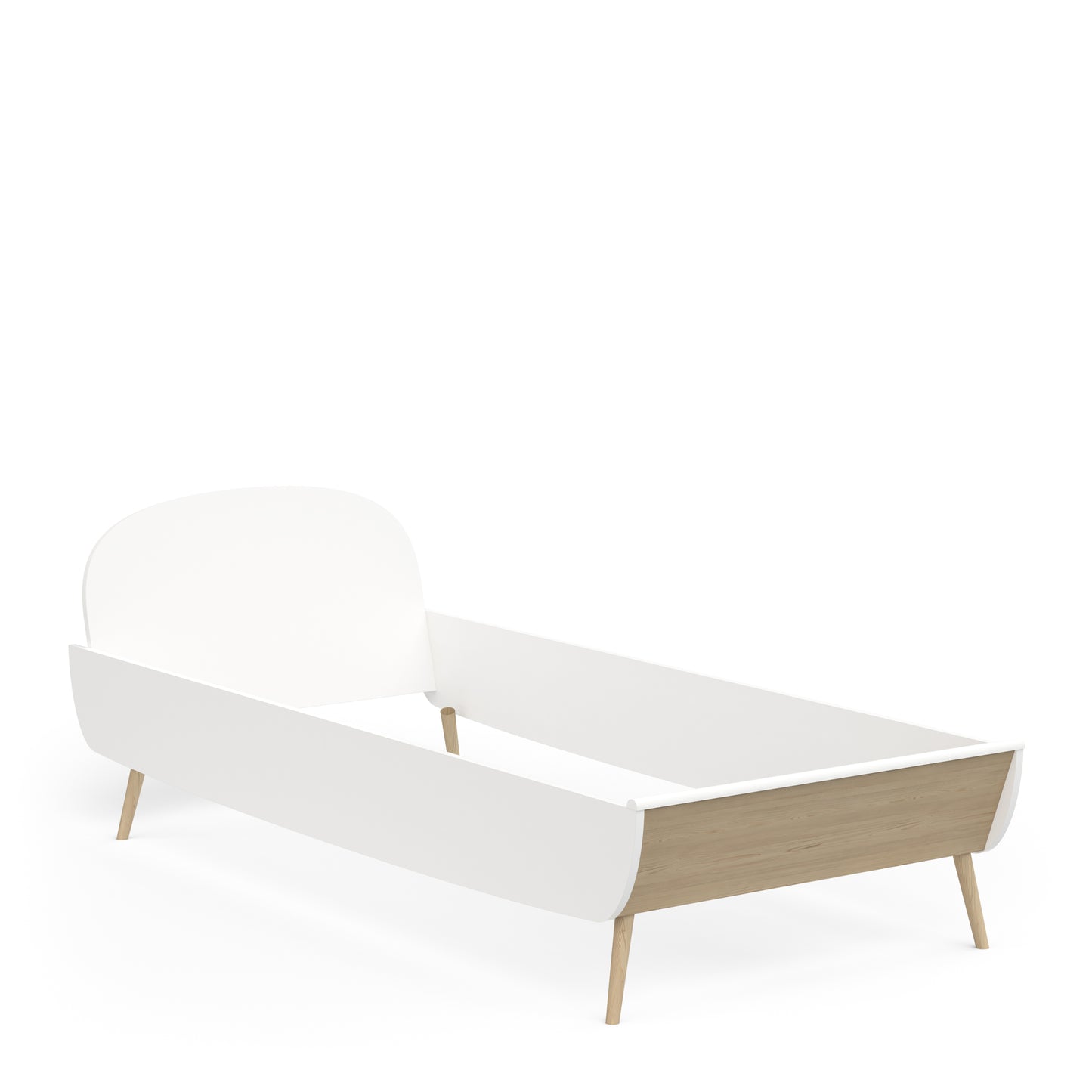 Poppy 90x200cm Junior Bed- Matt White & Oak - FurniComp