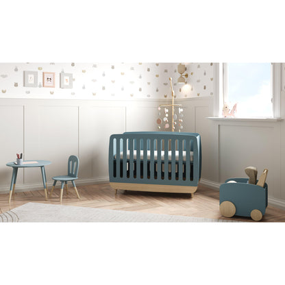 Poppy 60x120cm Cot Bed- Blue & Oak - FurniComp