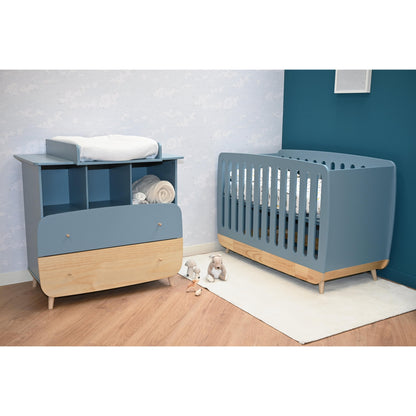 Poppy Changing Table Topper- Blue & Oak - FurniComp