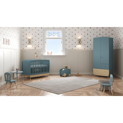 Poppy 60x120cm Cot Bed- Blue & Oak - FurniComp