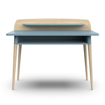 Poppy Study Desk With Hutch For Kids- Blue & Oak - FurniComp