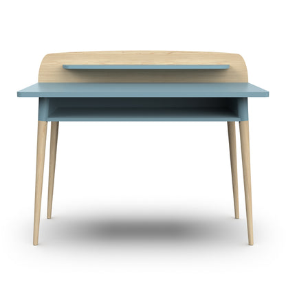 Poppy Study Desk With Hutch For Kids- Blue & Oak - FurniComp