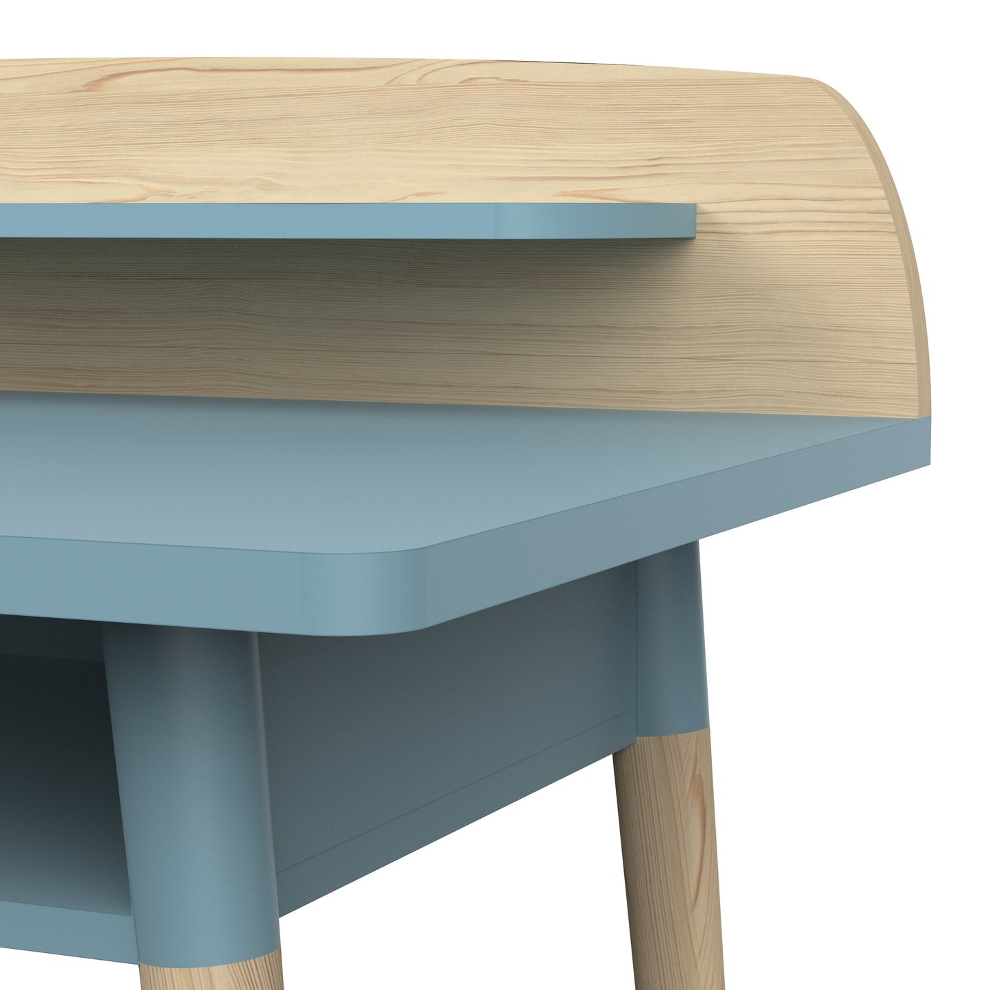 Poppy Study Desk With Hutch For Kids- Blue & Oak - FurniComp