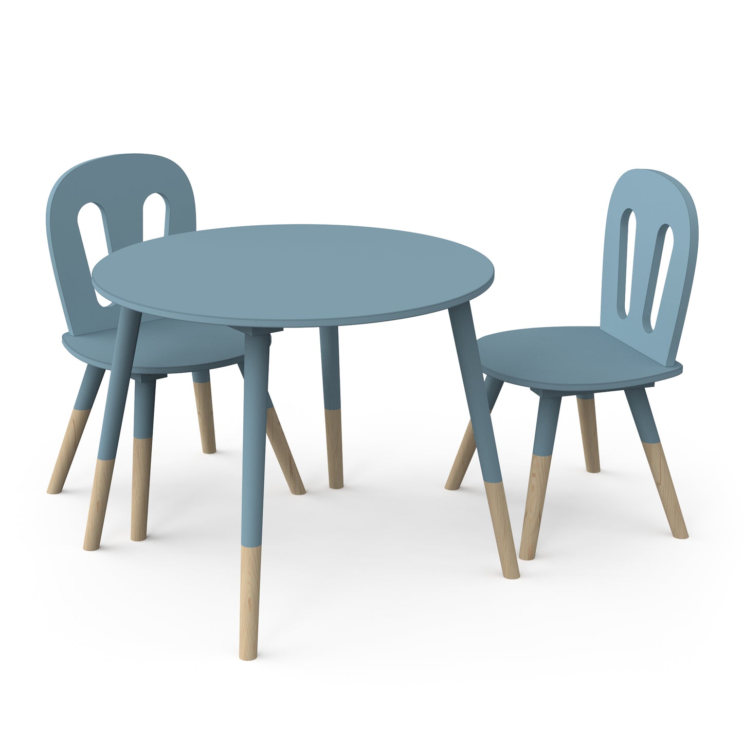 Poppy Kids Table and Chairs Set - Blue & Oak - FurniComp