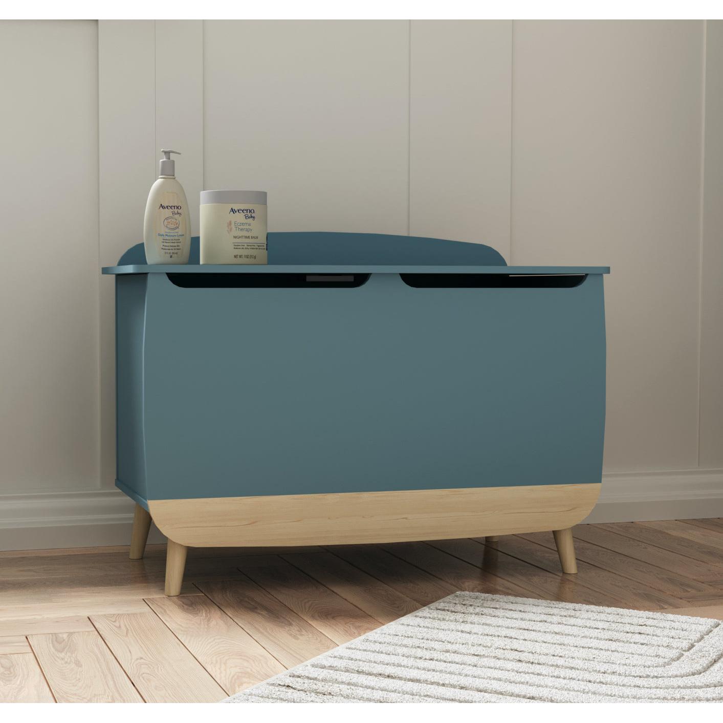 Poppy Kids Toy Box- Blue & Oak - FurniComp