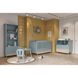 Poppy 70x140cm Convertible Baby Cot Bed - Blue & Oak - FurniComp