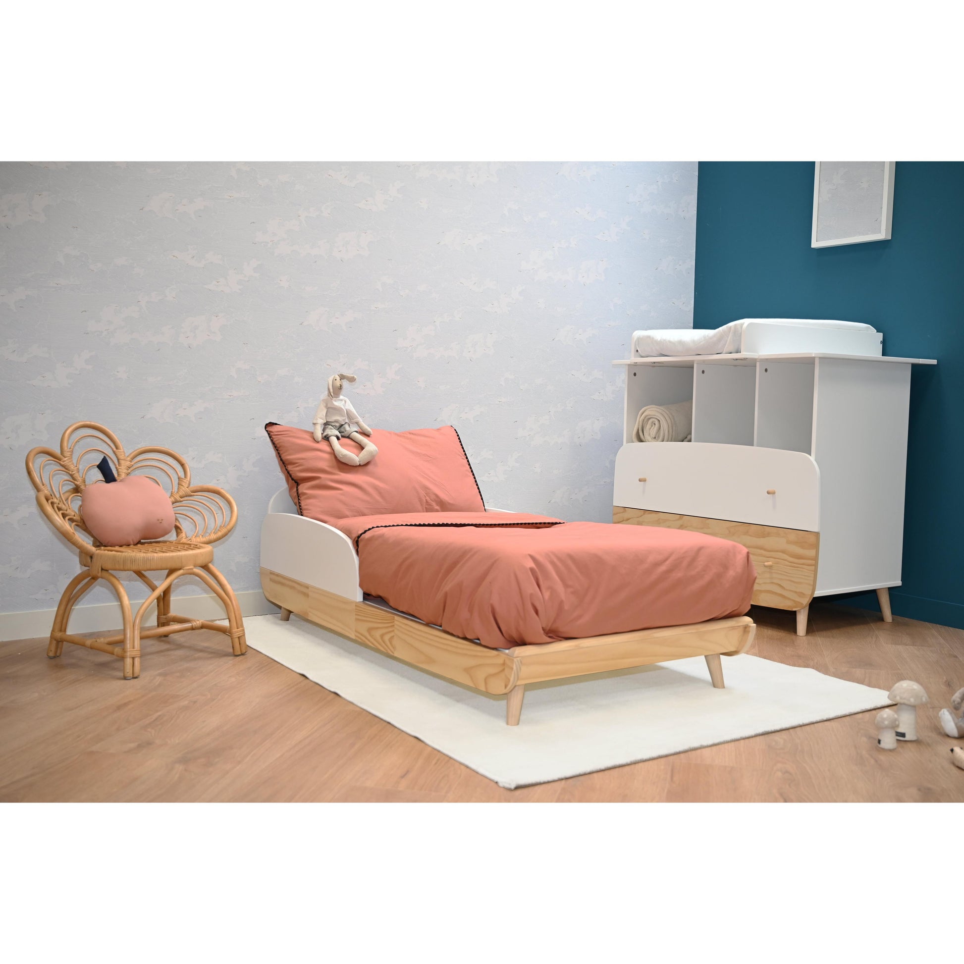 Poppy Changing Table Topper- Matt White & Oak - FurniComp