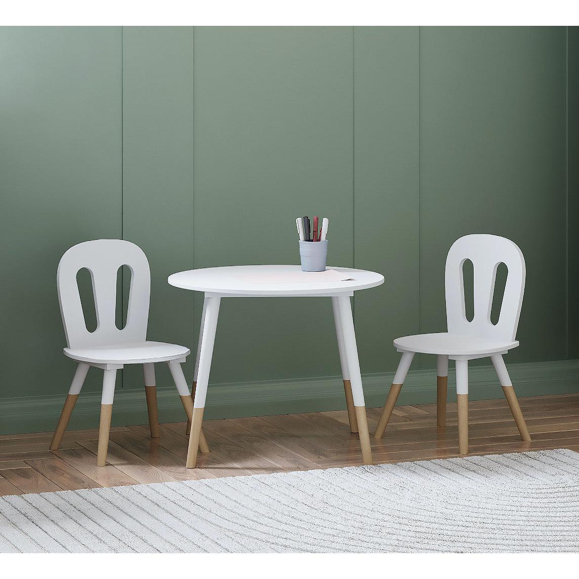 Poppy Kids Table and Chairs Set- Matt White & Oak - FurniComp