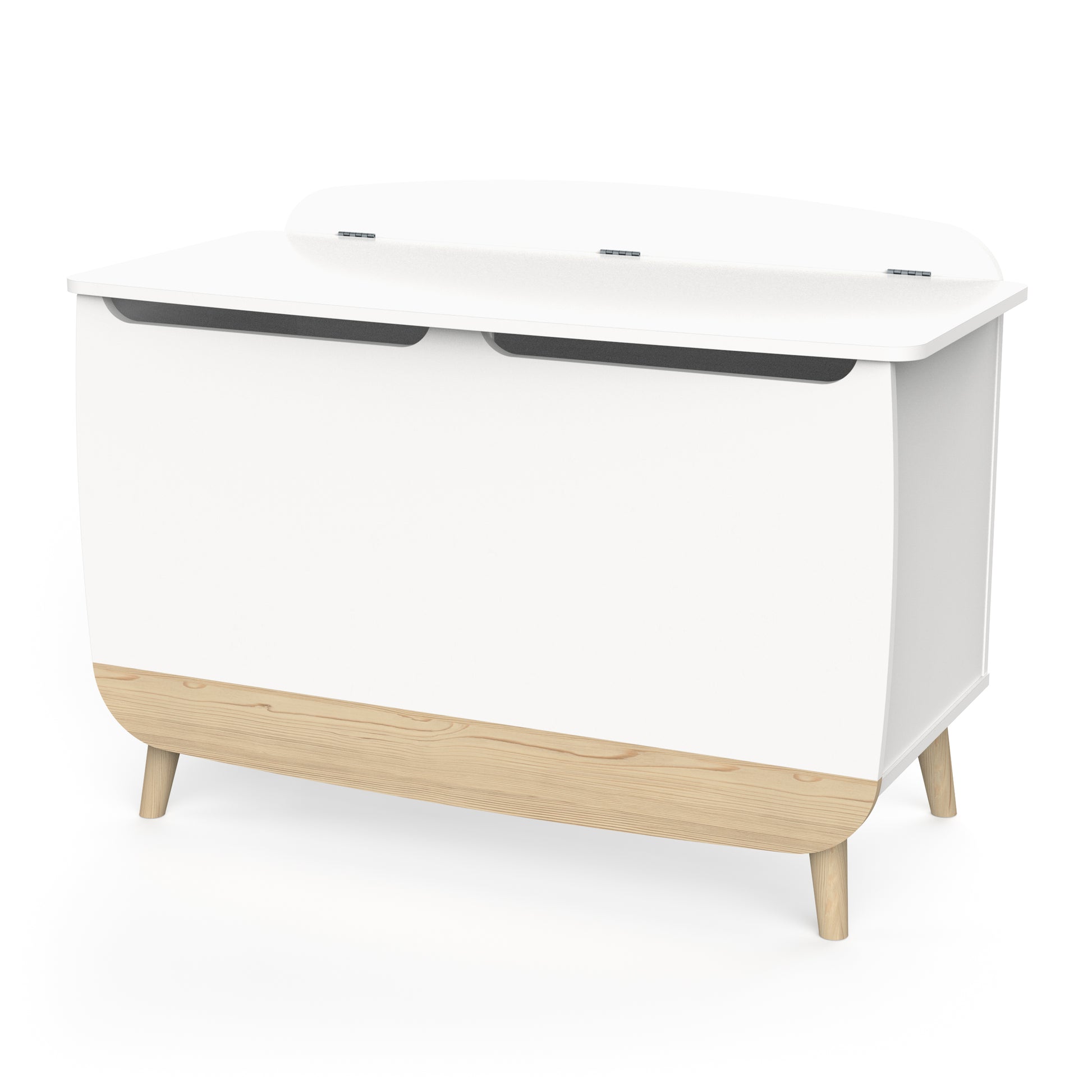 Poppy Kids Toy Box- Matt White & Oak - FurniComp