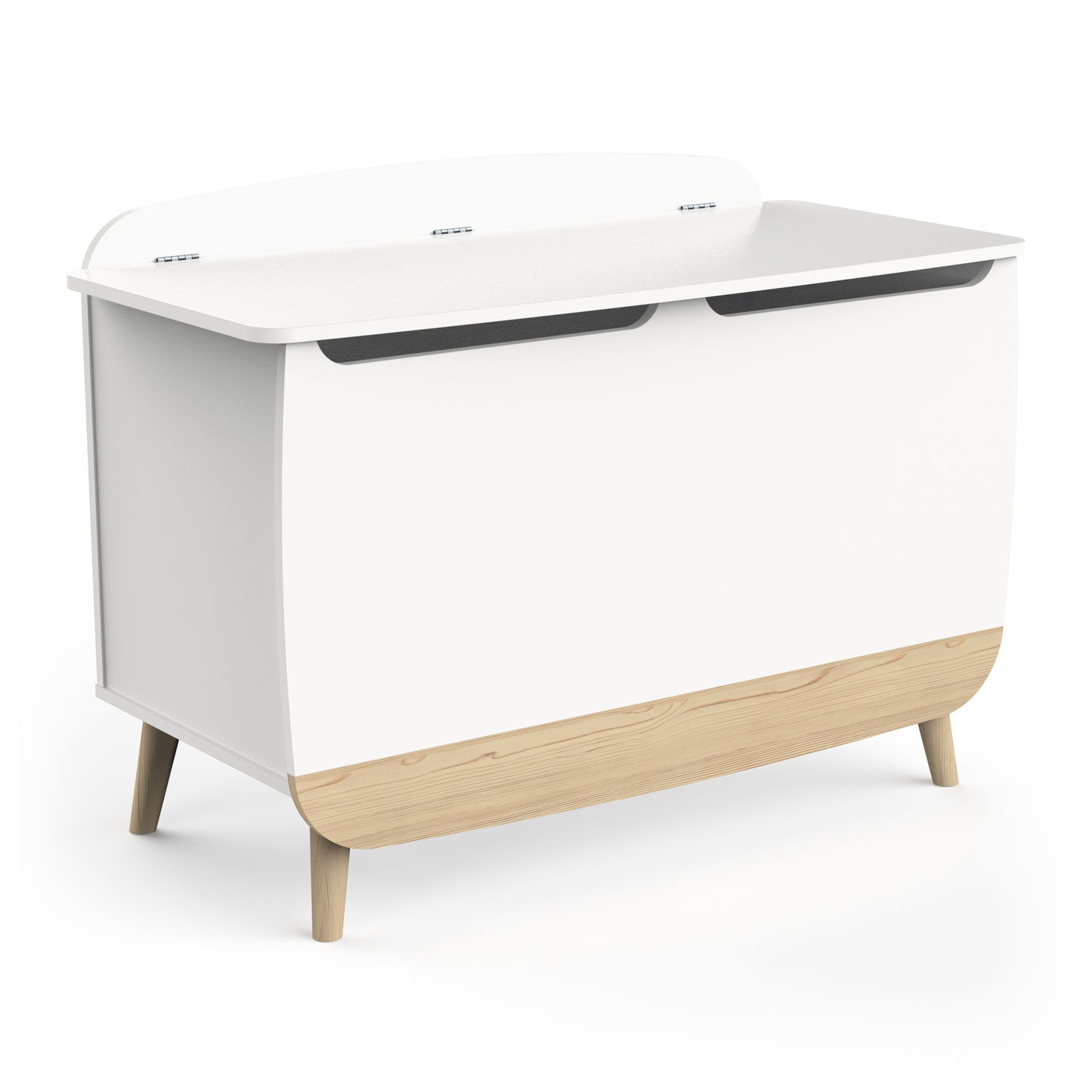 Poppy Kids Toy Box- Matt White & Oak - FurniComp