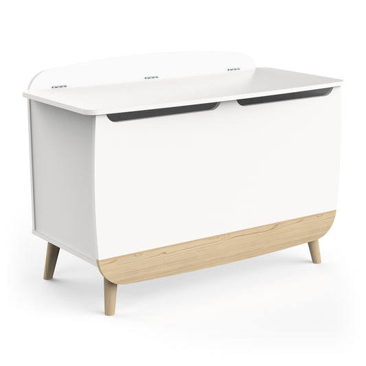 Poppy Kids Toy Box- Matt White & Oak - FurniComp