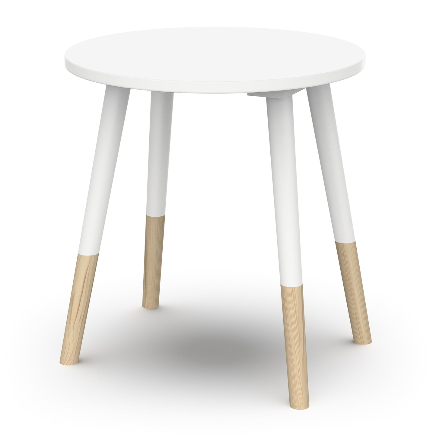 Poppy Round Stool Seat For Kids- Matt White & Oak - FurniComp