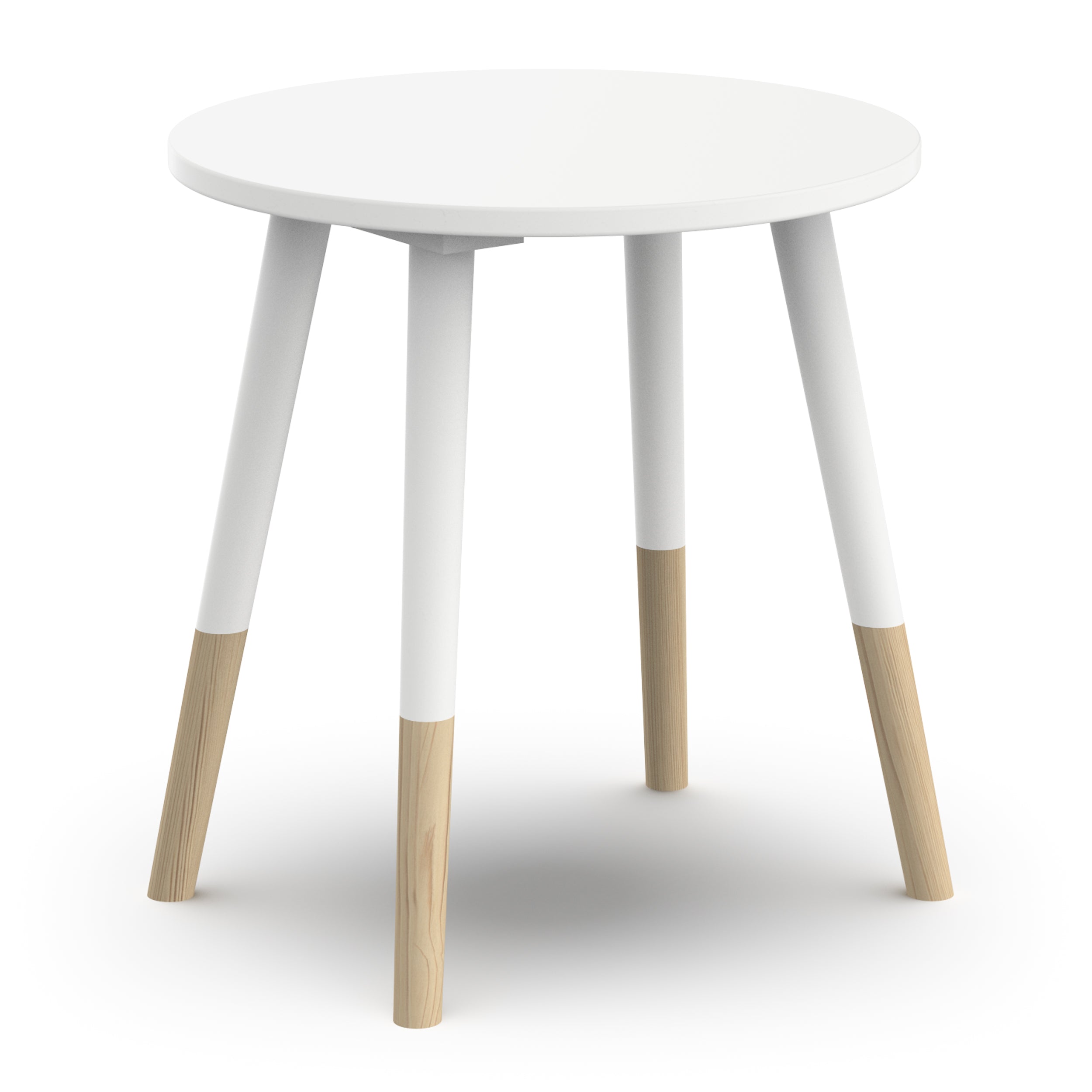 Poppy Round Stool Seat For Kids- Matt White & Oak - FurniComp