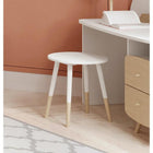 Poppy Round Stool Seat For Kids- Matt White & Oak - FurniComp
