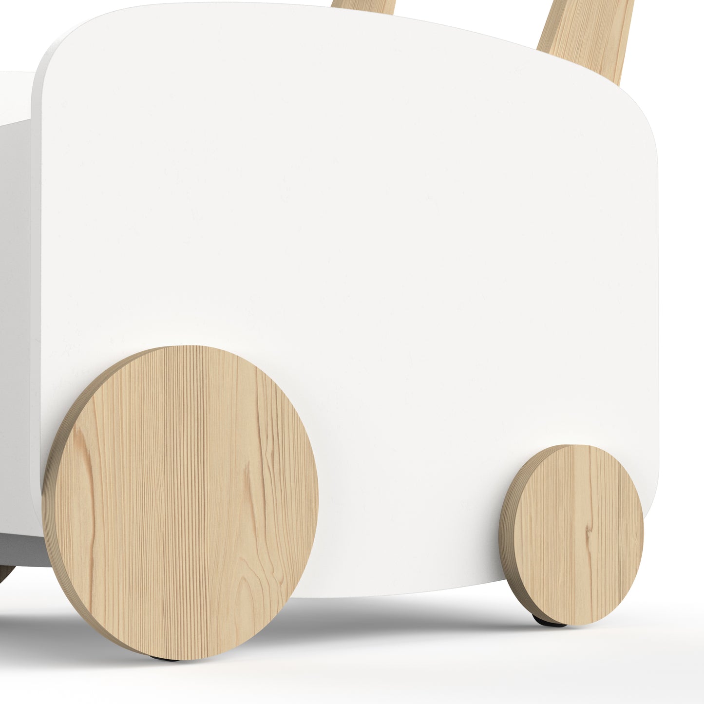 Poppy Toy Box With Wheels- Matt White & Oak - FurniComp