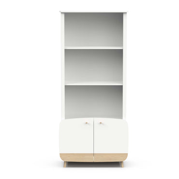 Poppy 2 Door Tall Kids Bookcase- Matt White & Oak - FurniComp