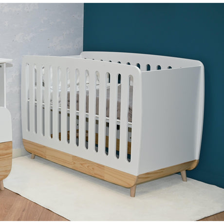 Poppy 60x120cm Cot Bed- Matt White & Oak - FurniComp