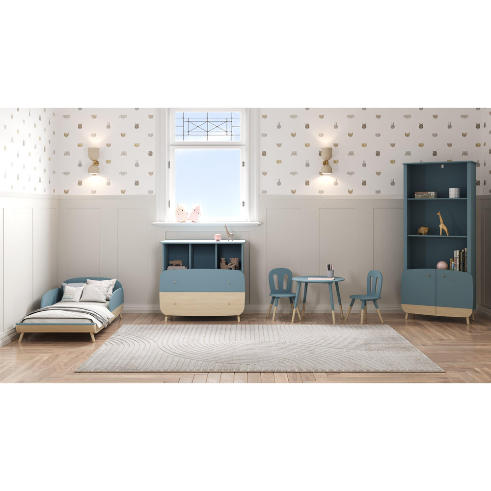 Poppy 70x140cm Toddler Bed- Blue & Oak - FurniComp