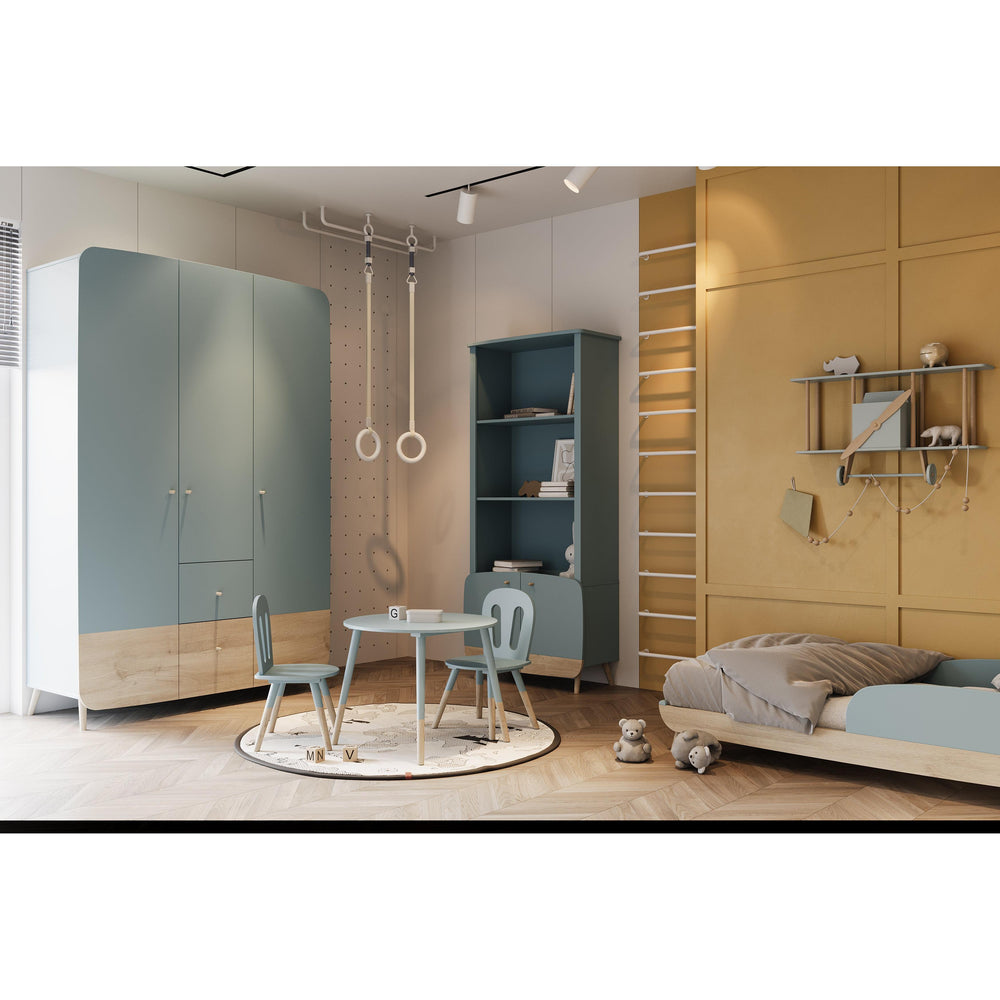 Poppy 70x140cm Toddler Bed- Blue & Oak - FurniComp