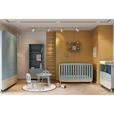 Poppy 2 Door Tall Kids Bookcase- Blue & Oak - FurniComp