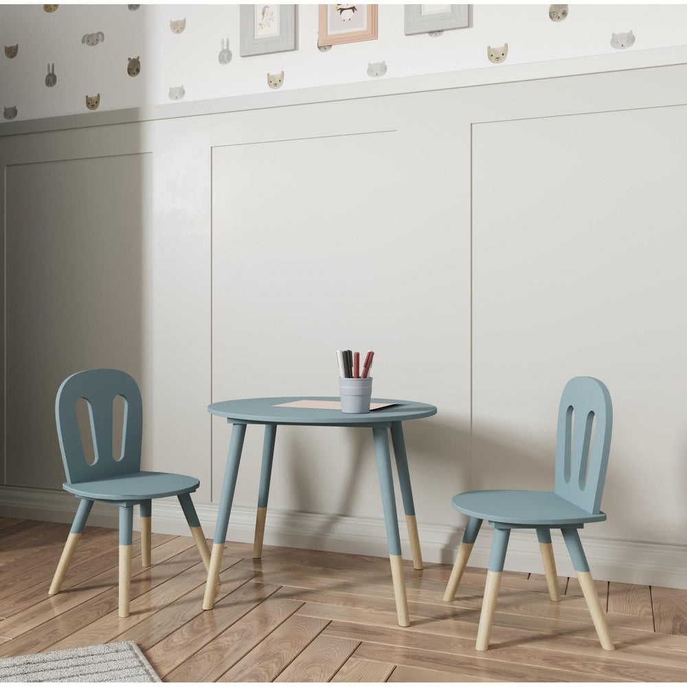 Poppy Kids Table and Chairs Set - Blue & Oak - FurniComp