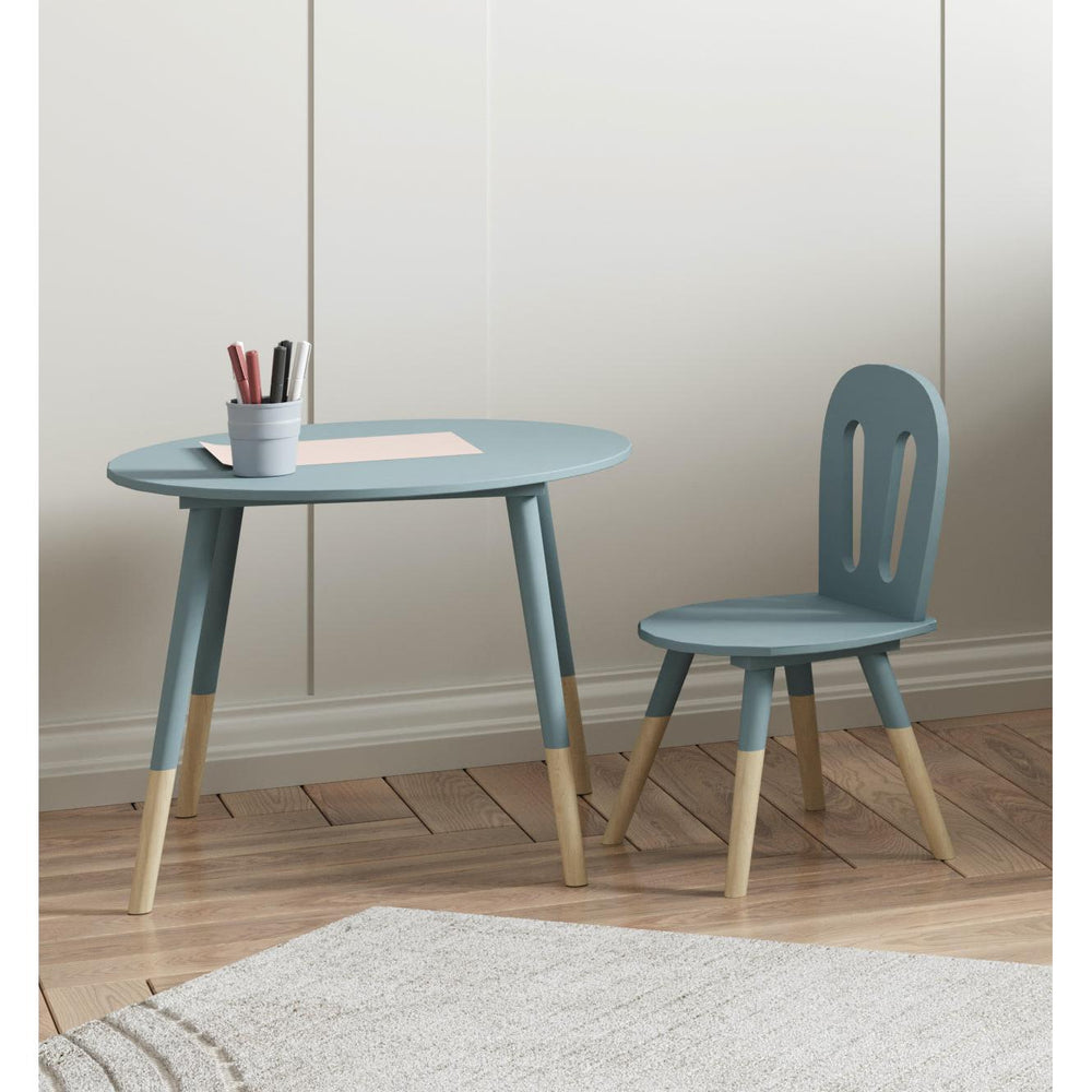 Poppy Kids Table and Chairs Set - Blue & Oak - FurniComp